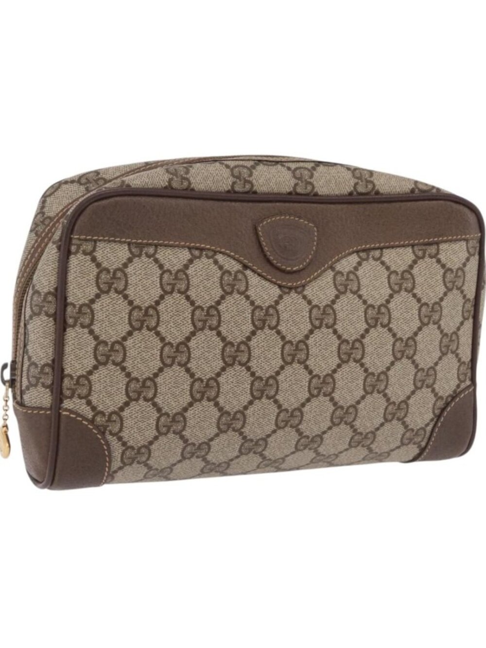 GUCCI GG Supreme Clutch Bag PVC Beige Gold 014 89 0100